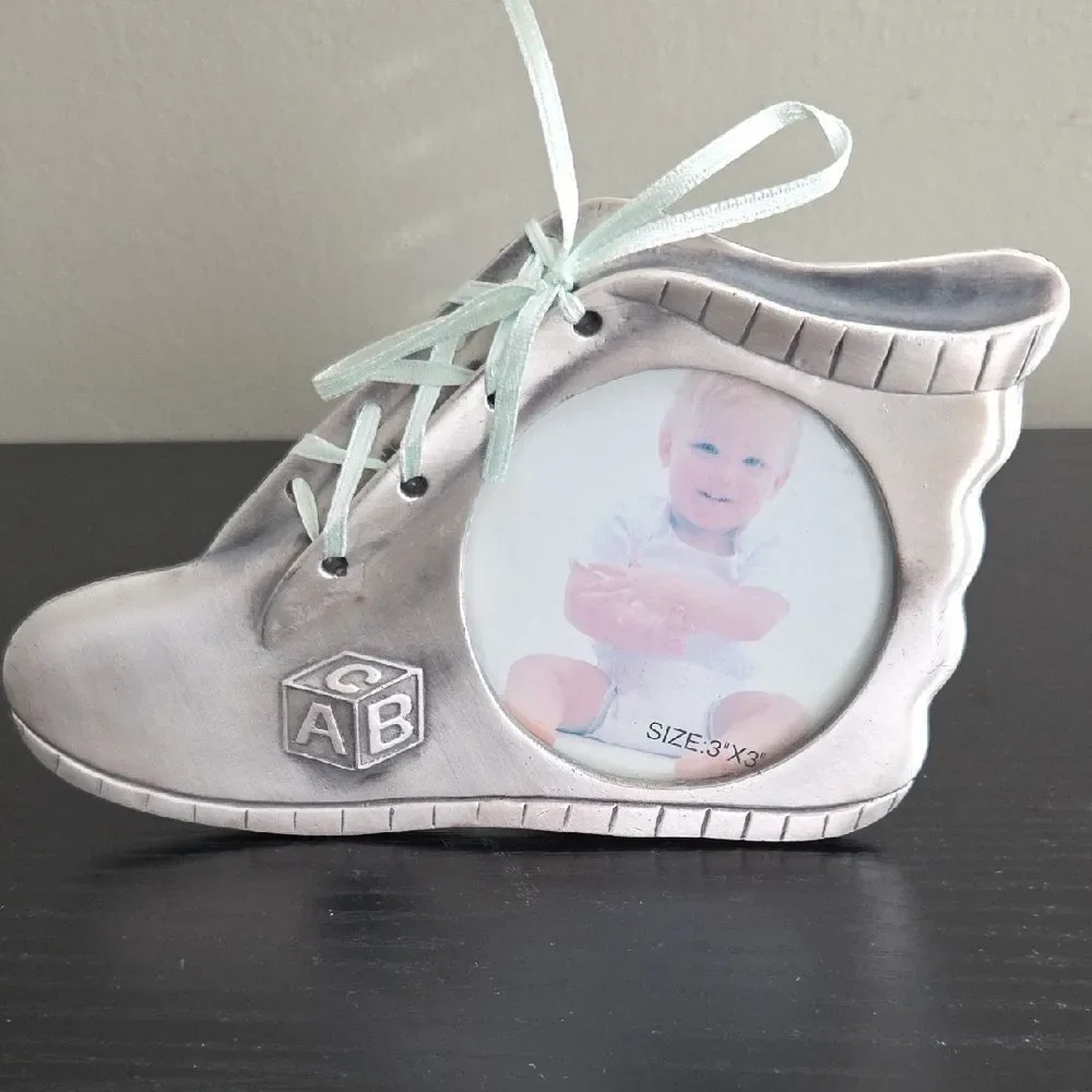 Gray Baby Shoe Photo Frame